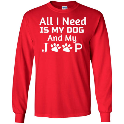 Dogs Lover T-shirt All I Need Is My Dog And My Jeep Red