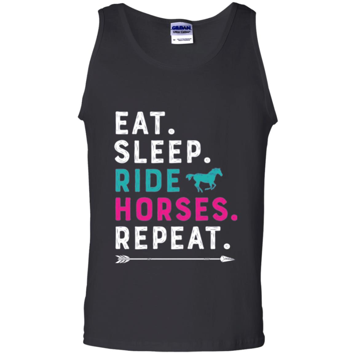 Horseback Lovers T-shirt Eat Sleep Ride Horses Repeat Black