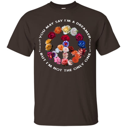 You May Say I_m A Dreamer But I_m Not The Only One Floral Peace Sign Shirt Dark Chocolate
