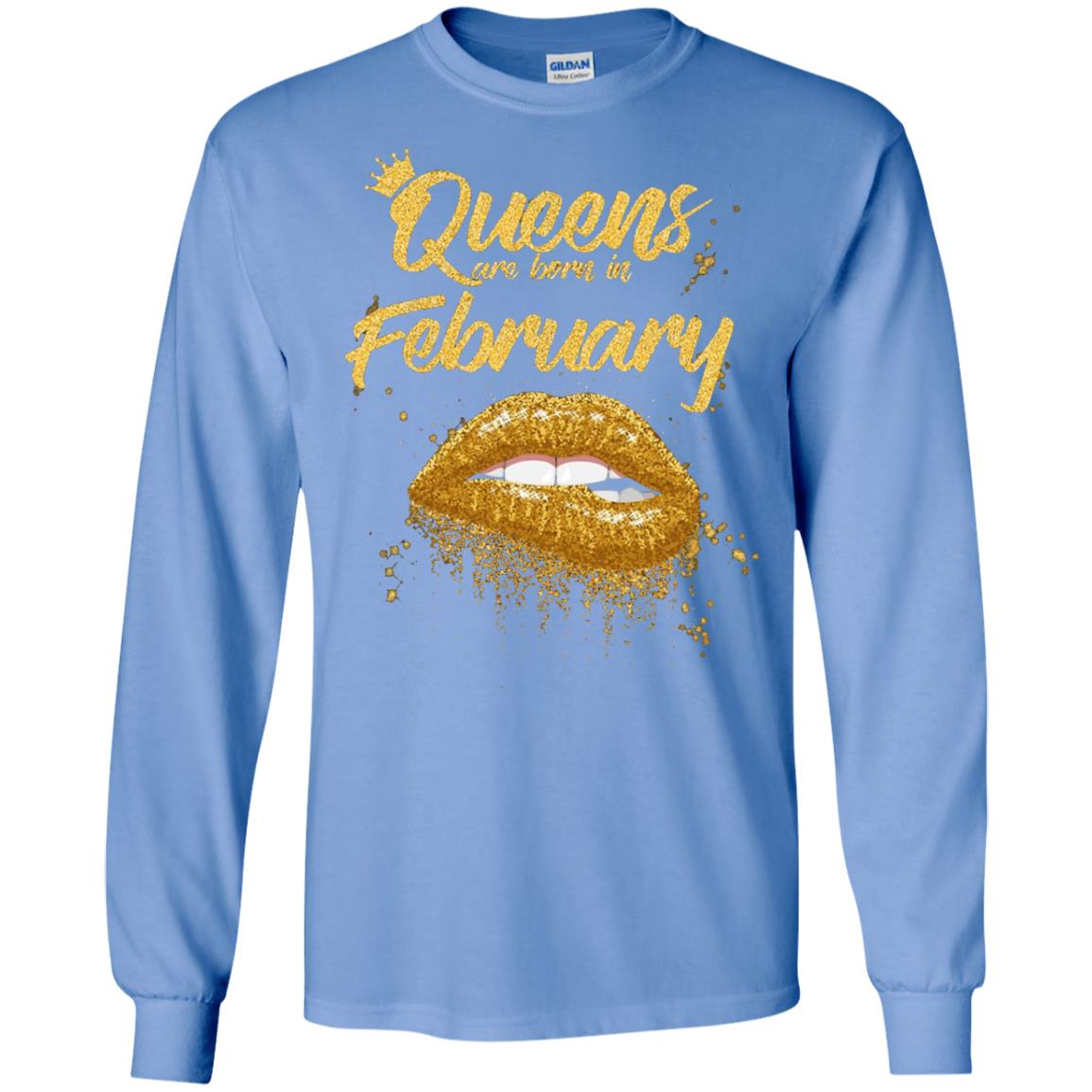Black Women T-shirt Queens Are Born In February Birthday Carolina Blue