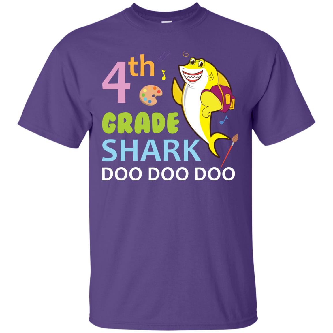 4th Grade Shark Doo Doo Doo Back To School T-shirt Purple