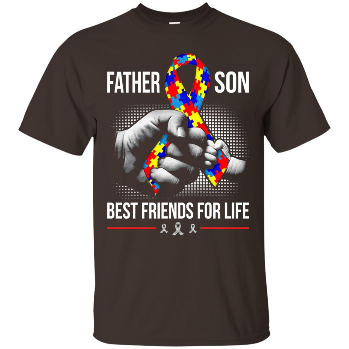 Father And Son Best Friends For Life Autism Awareness T-shirt Dark Chocolate