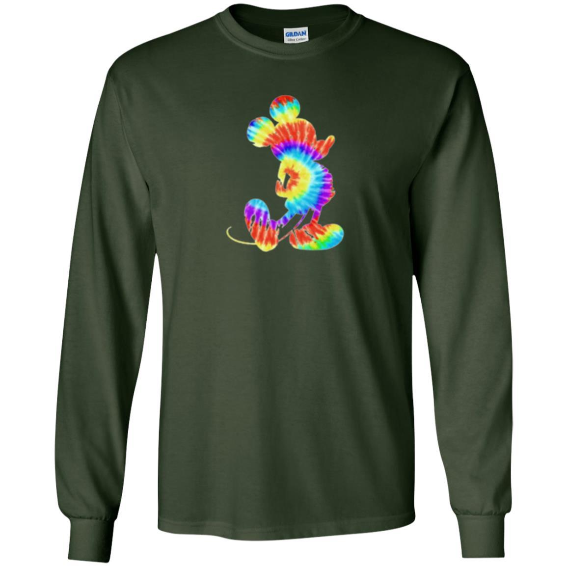 Cartoon T-shirt Tie-dye Mickey Mouse T-shirt Forest Green