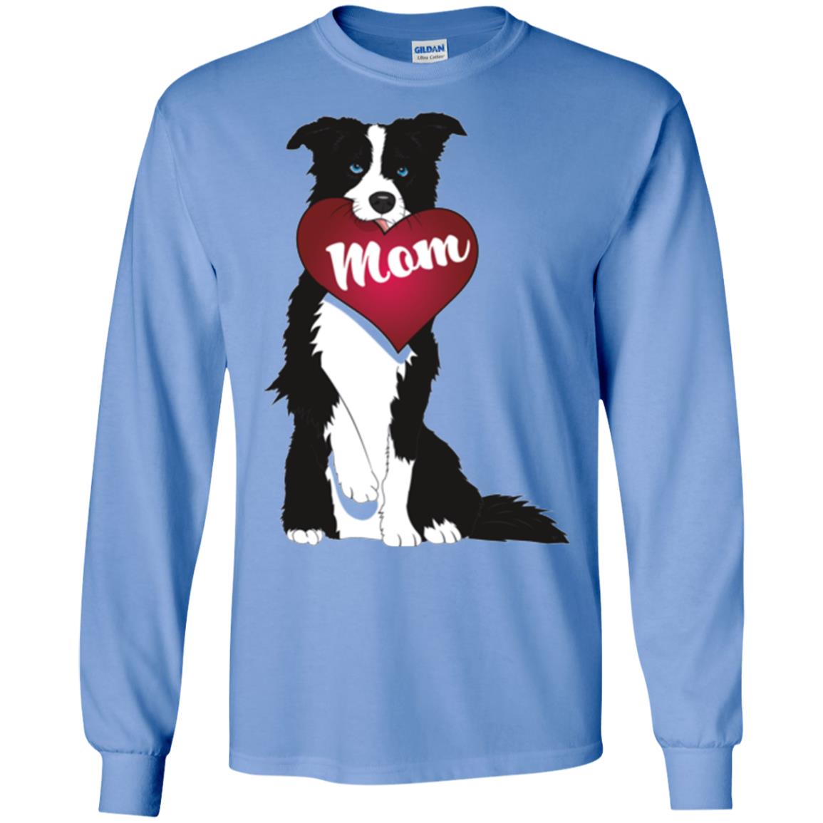 Dog Lover T-sshirt Border Collie Fetching Valentine Heart Carolina Blue