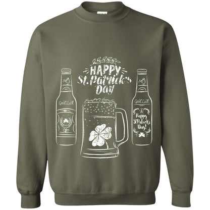 Happy St. Patrick_s Day Drinking Beer St Patrick_s Day T-shirt Military Green