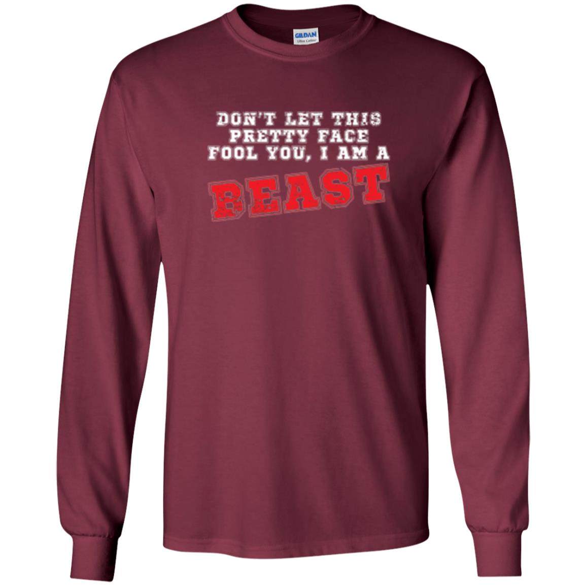 Wrestling T-shirt Don_t Let This Pretty Face Fool You Maroon