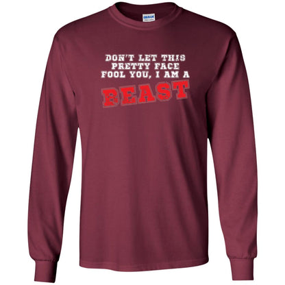Wrestling T-shirt Don_t Let This Pretty Face Fool You Maroon