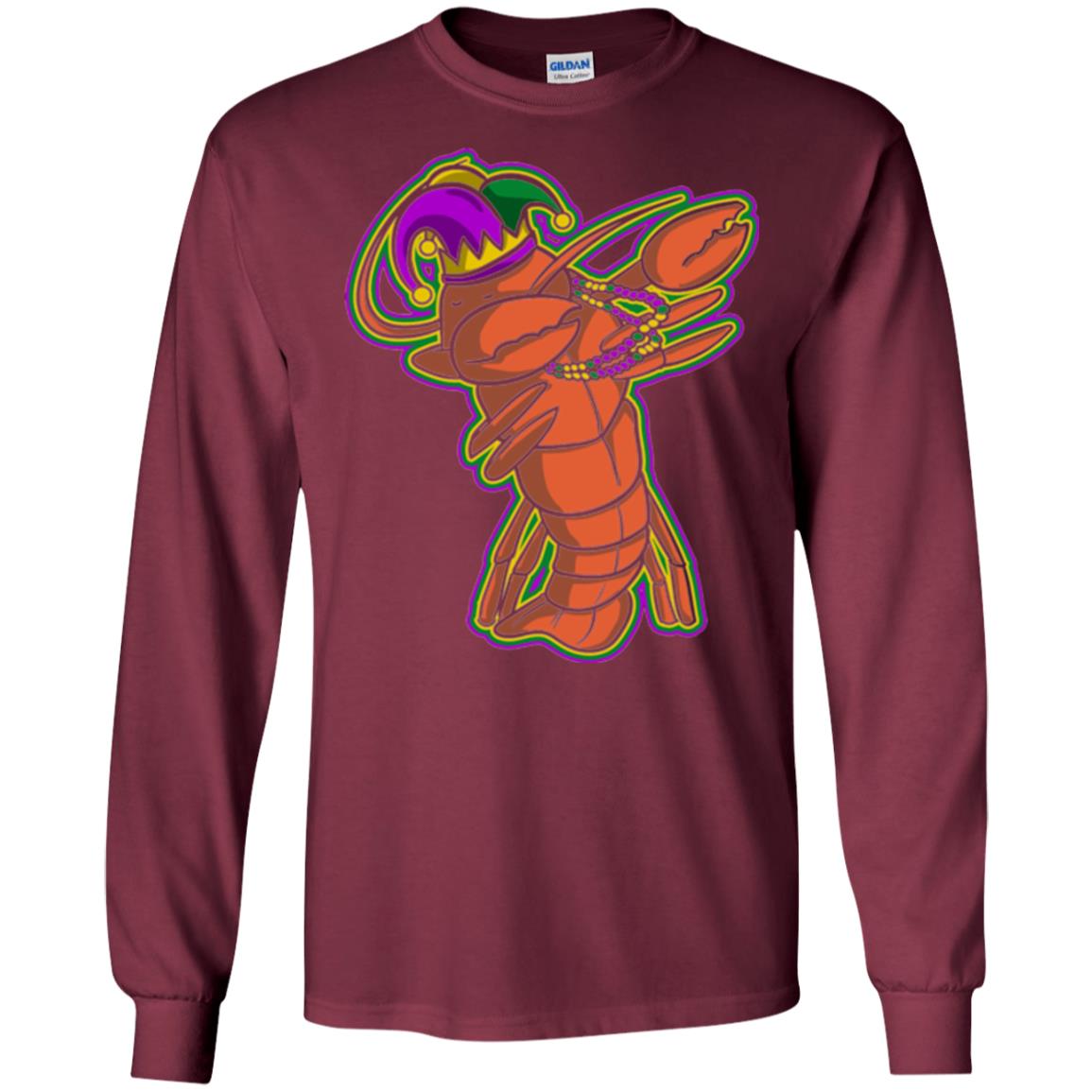Dabbing Mardi Gras Crawfish T-shirt Mardi Gras Gift Shirt Maroon
