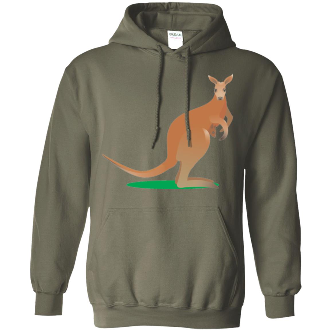 Mom Baby Kangaroo In Pouch Joey T-shirt Military Green