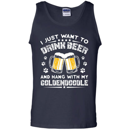 I Just Want To Drink Beer And Hang With My Goldendoodle Shirt Navy