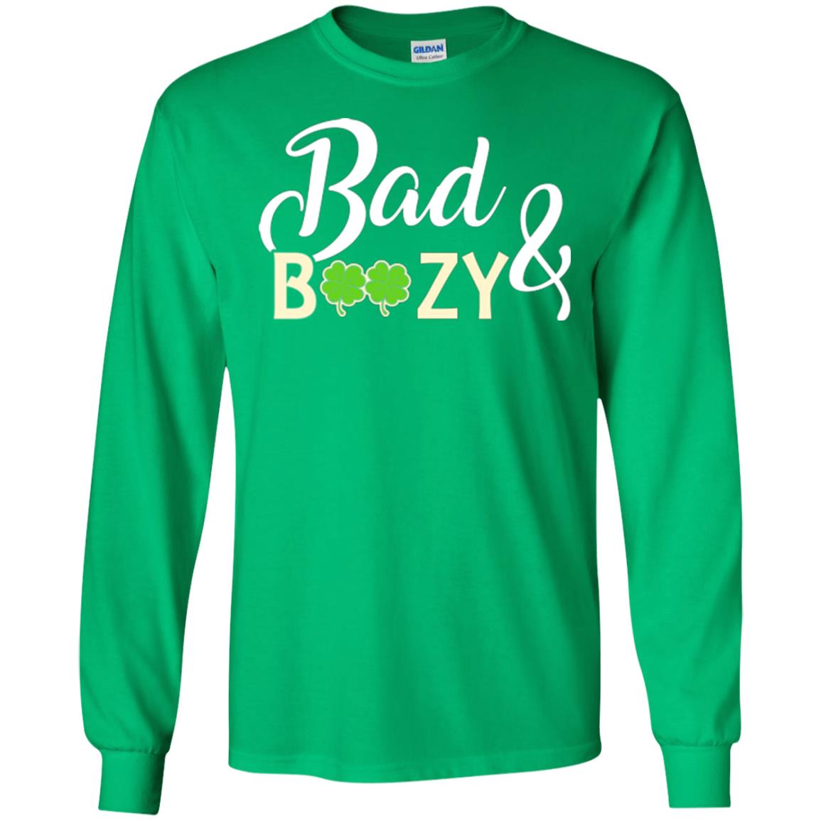 Saint Patrick's Day T-shirt Bad And Boozy Shamrock Irish Green