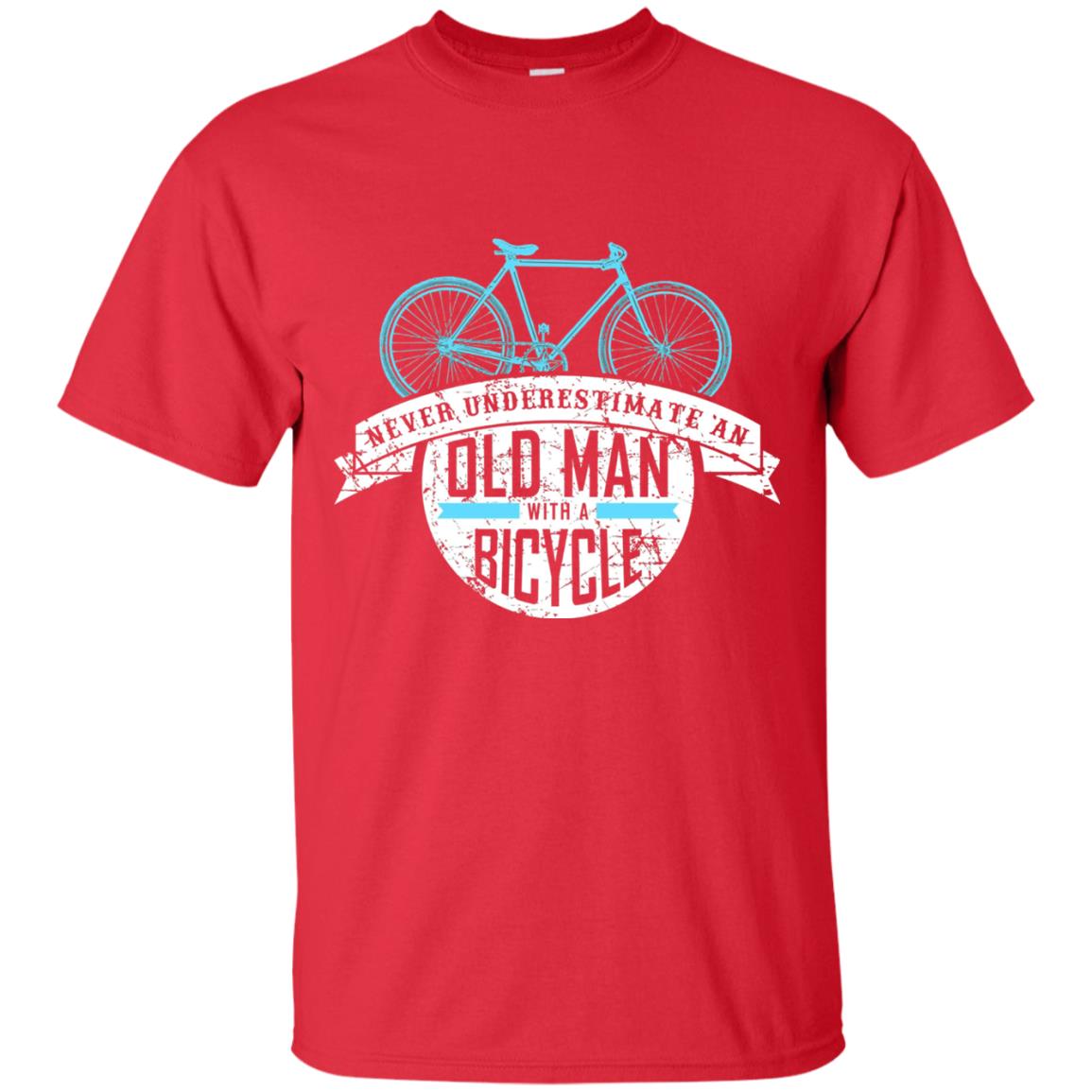 Mens Never Underestimate An Old Man With A Bicycle T-shirt Red