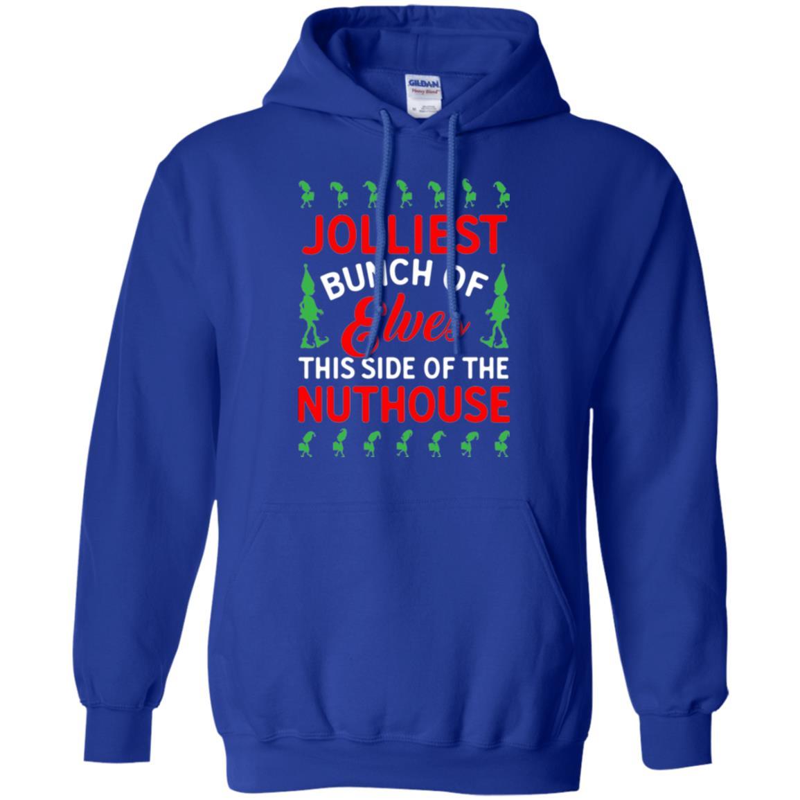 Christmas T-shirt Jolliest Bunch Of Elves This Side Of The Nuthouse Royal