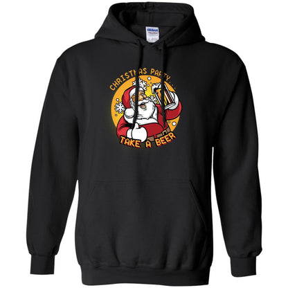 Christmas Party Take A Beer Santa X-mas Gift Shirt Black
