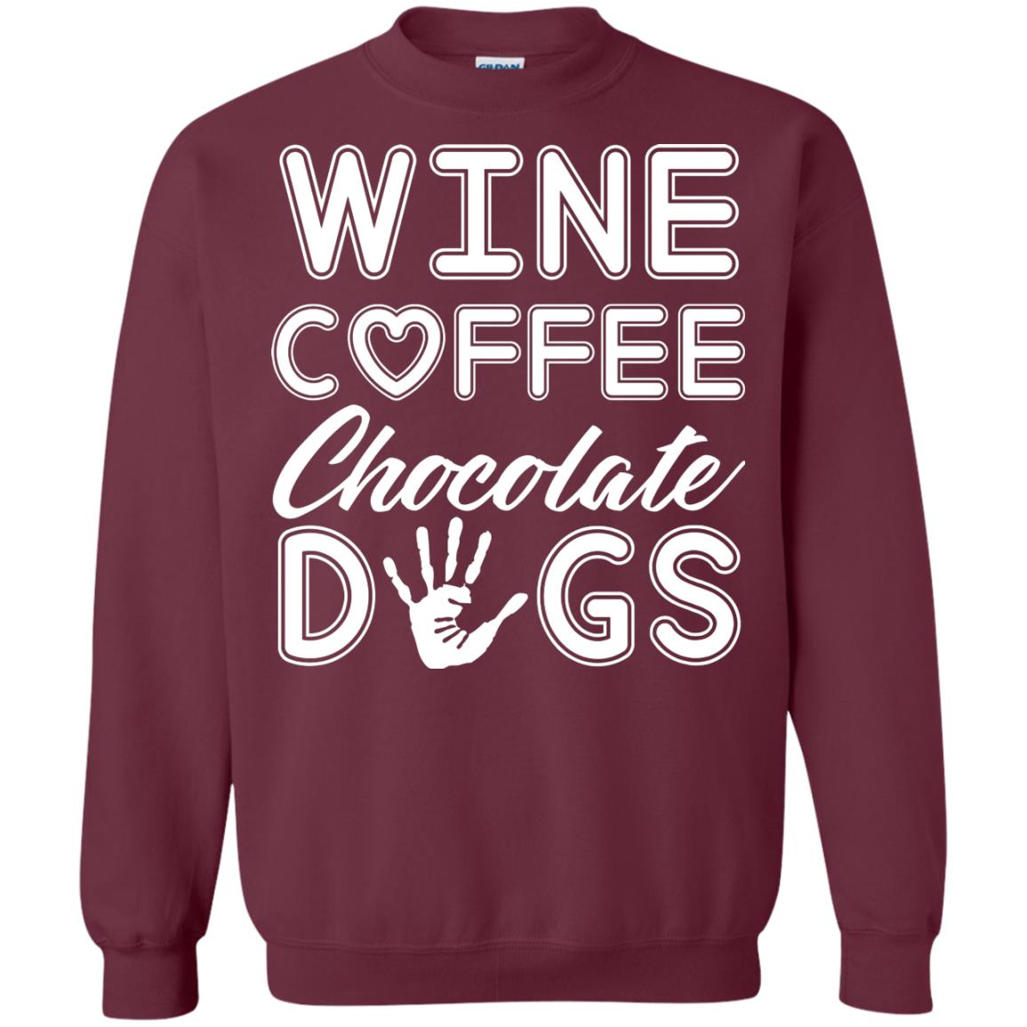 Wine Coffee Chocolate Dogs Family T-shirt Maroon