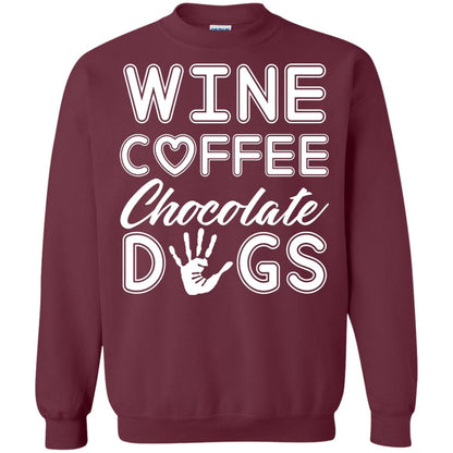 Wine Coffee Chocolate Dogs Family T-shirt Maroon