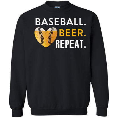 Baseball Lover T-shirt Beer Repeat Black