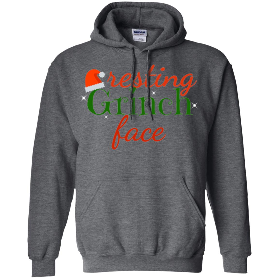 Funny Christmas T-shirt Resting Grinch Face Dark Heather