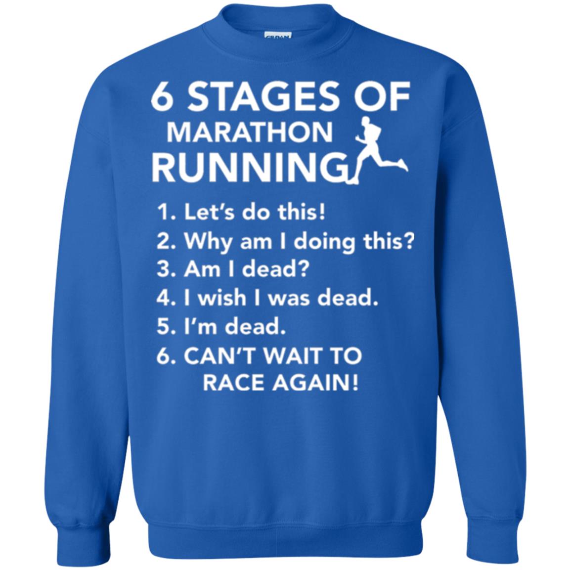 Runner T-shirt 6 Stages Of Marathon Running Royal