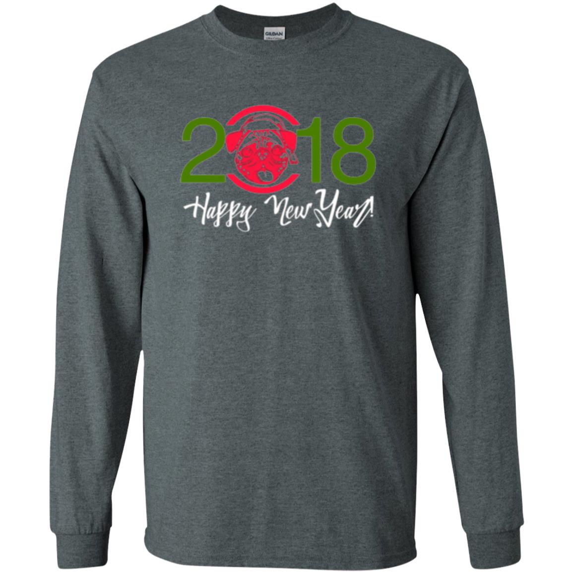 Dog Lovers T-shirt Happy New Year 2018 Dark Heather