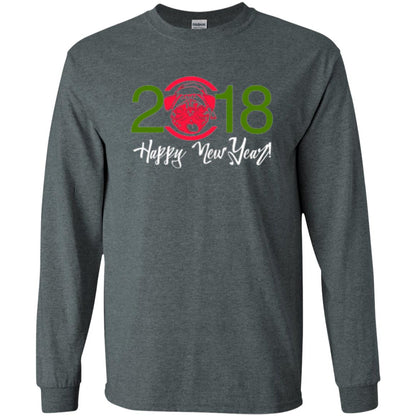 Dog Lovers T-shirt Happy New Year 2018 Dark Heather