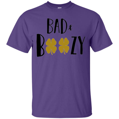 Bad And Boozy Funny Saint Patrick Day Drinking T-shirt Purple