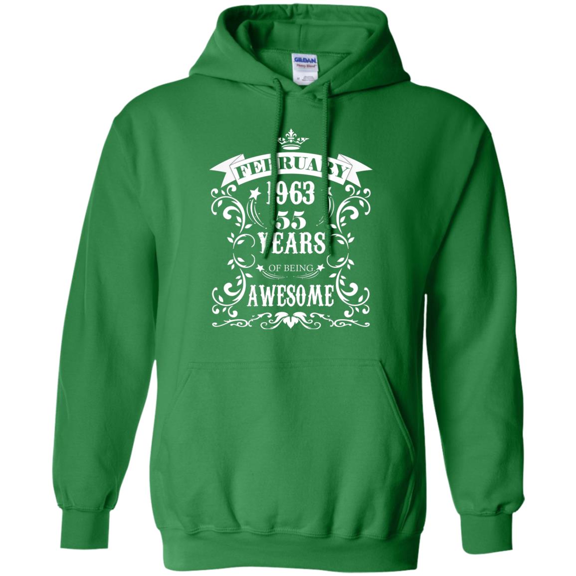55th Birthday Shirt Awesome Born In February 1963 55 Years Of Being Awesome Irish Green