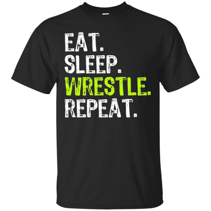 Wrestling T-shirt Eat Sleep Wrestle Repeat Black