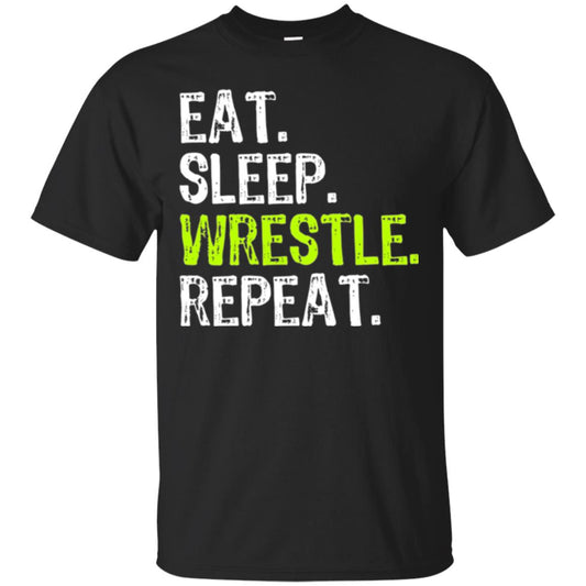 Wrestling T-shirt Eat Sleep Wrestle Repeat Black