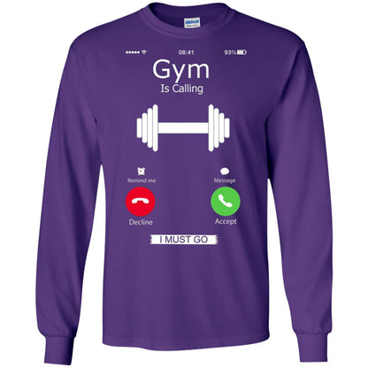 Gym Is Calling I Must Go Funny Gym Shirt Purple