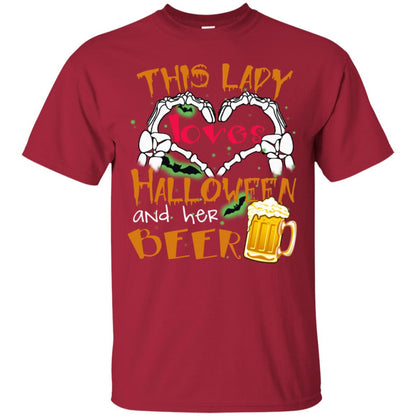 This Girl Loves Halloween And Her Beer Funny Halloween Shirt For Beer Lovers Cardinal