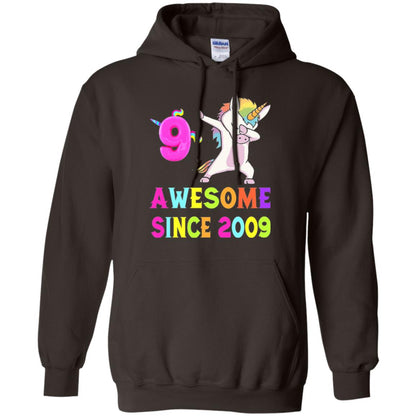9th Birthday T-shirt Unicorn Dabbing Awesome Since 2009 Dark Chocolate