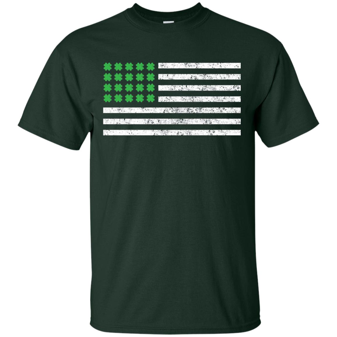 Usa Flag With Irish Shamrock St Patricks Day T-shirt Forest