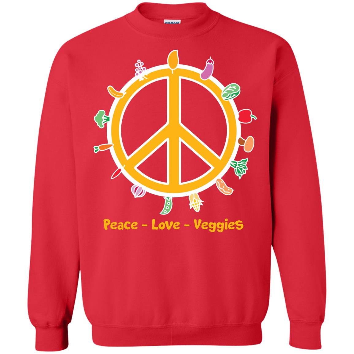 Vegetarian T-shirt Peace Love Veggies Red