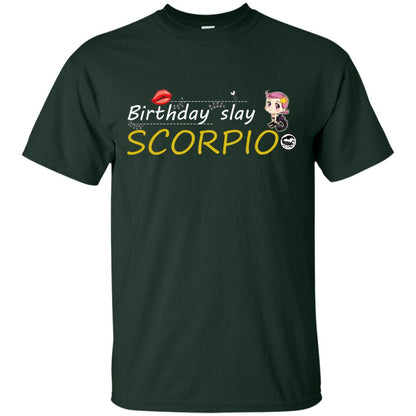 Cute Scorpio Girl Birthday Lip Slay T-shirt Forest