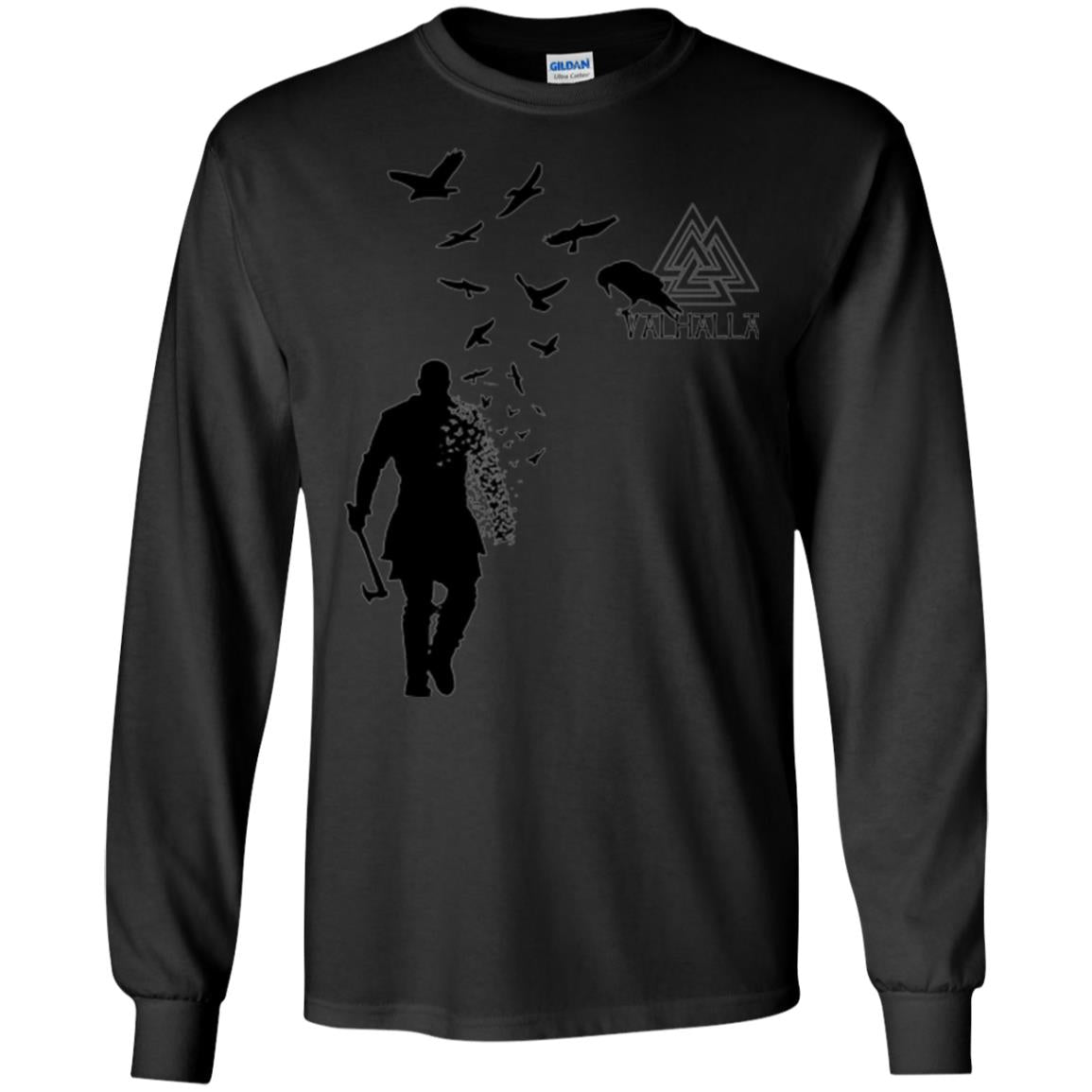 Vikings Axe Ragnar Lothbrok Flock Of Ravens Valhalla Symbol T-shirt Black
