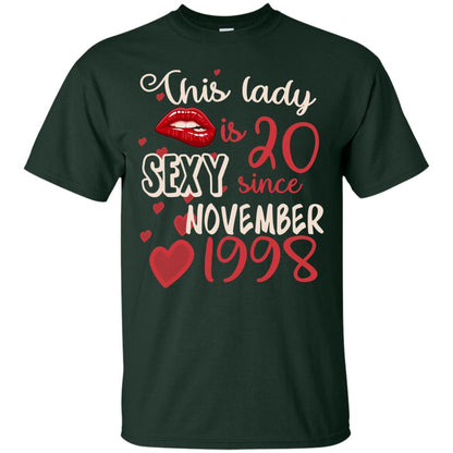 This Lady Is 20 Sexy Since November 1998 20th Birthday Shirt For November Womens Forest