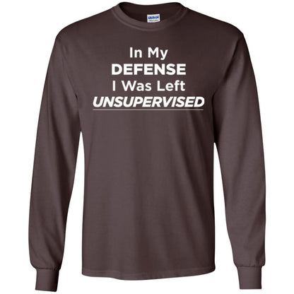Adult T-shirt In My Defense I Was Left Unsupervised Dark Chocolate