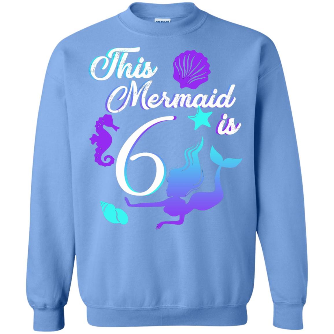 6th Birthday Shirt This Mermaid Is 6 Carolina Blue