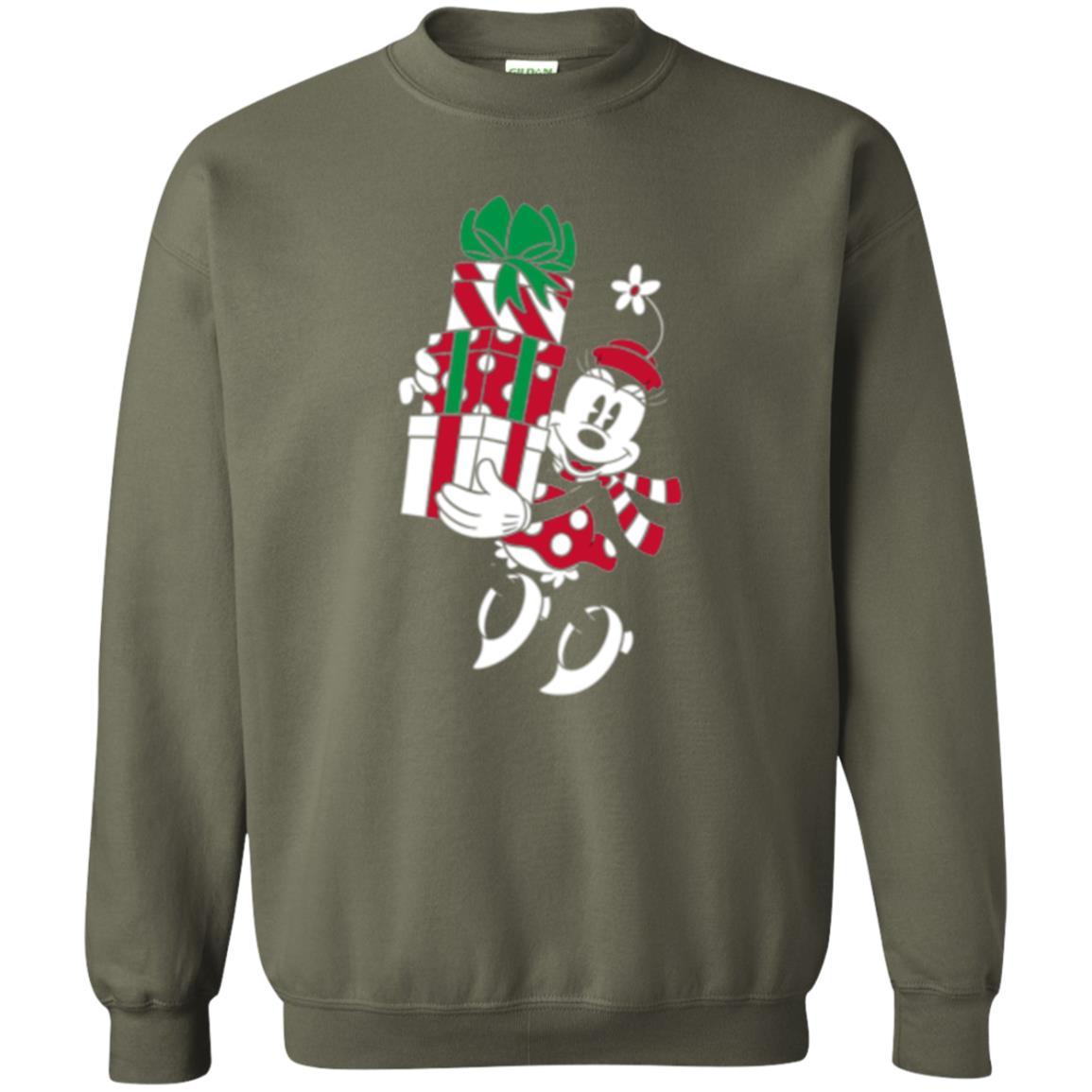 Christmas T-shirt Disney Minnie Mouse Christmas Gifts Military Green