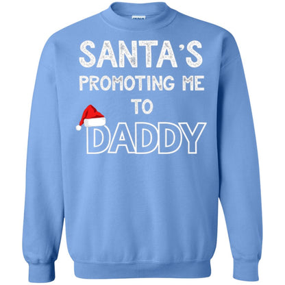 Pregnancy Announcement T-shirt Santa Promoting Me To Daddy Carolina Blue