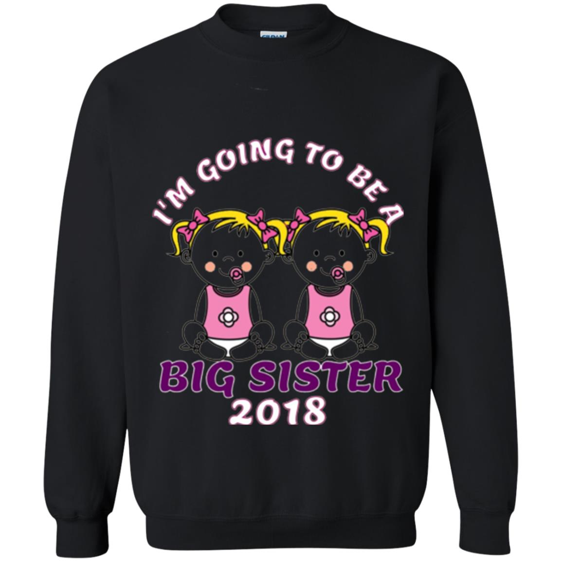 Family T-shirt I_m Going To Be A Big Sister Of Twins 2018 Black