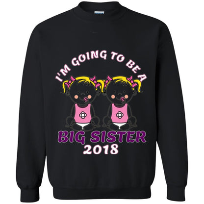 Family T-shirt I_m Going To Be A Big Sister Of Twins 2018 Black