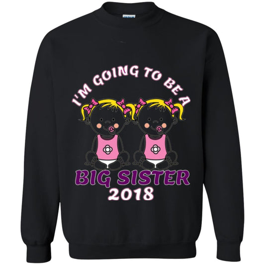 Family T-shirt I_m Going To Be A Big Sister Of Twins 2018 Black