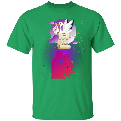 Stork Carrying Baby Mom And Dad Shirt For Women Irish Green