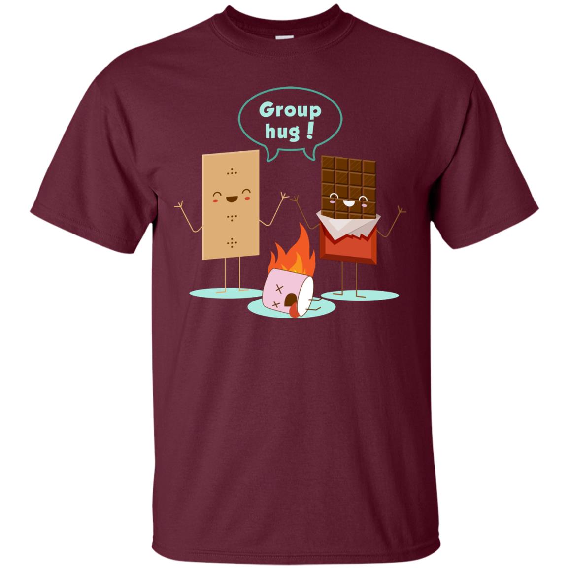 Funny Smores Chocolate Marshmallow Hiking Camping T-shirt Maroon