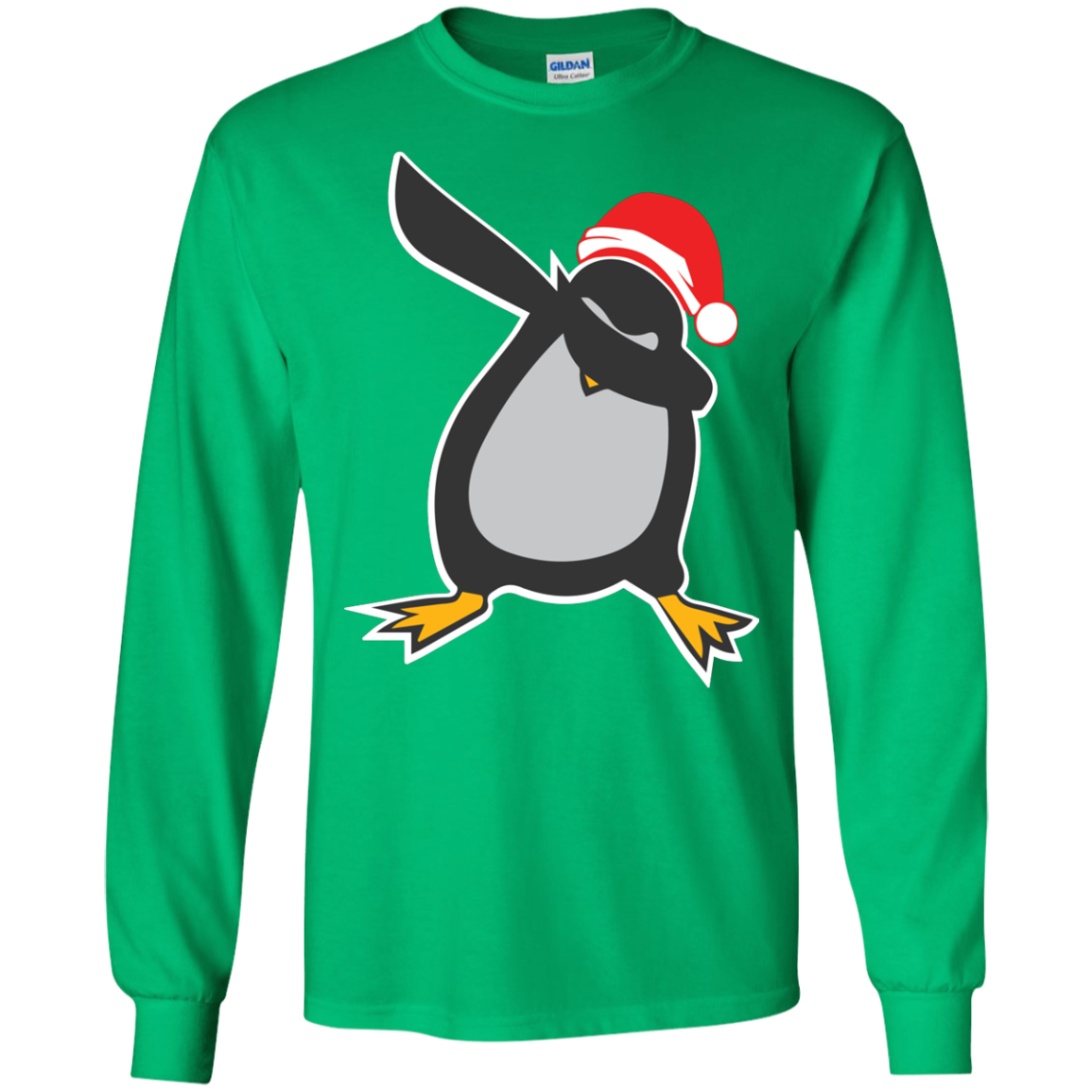 Christmas T-Shirt Dabbing Penguin Irish Green