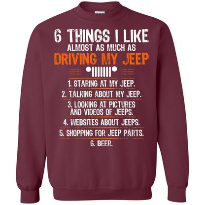 Funny Off Road Driving T-shirt 6 Things I Like Almost As Much As Maroon