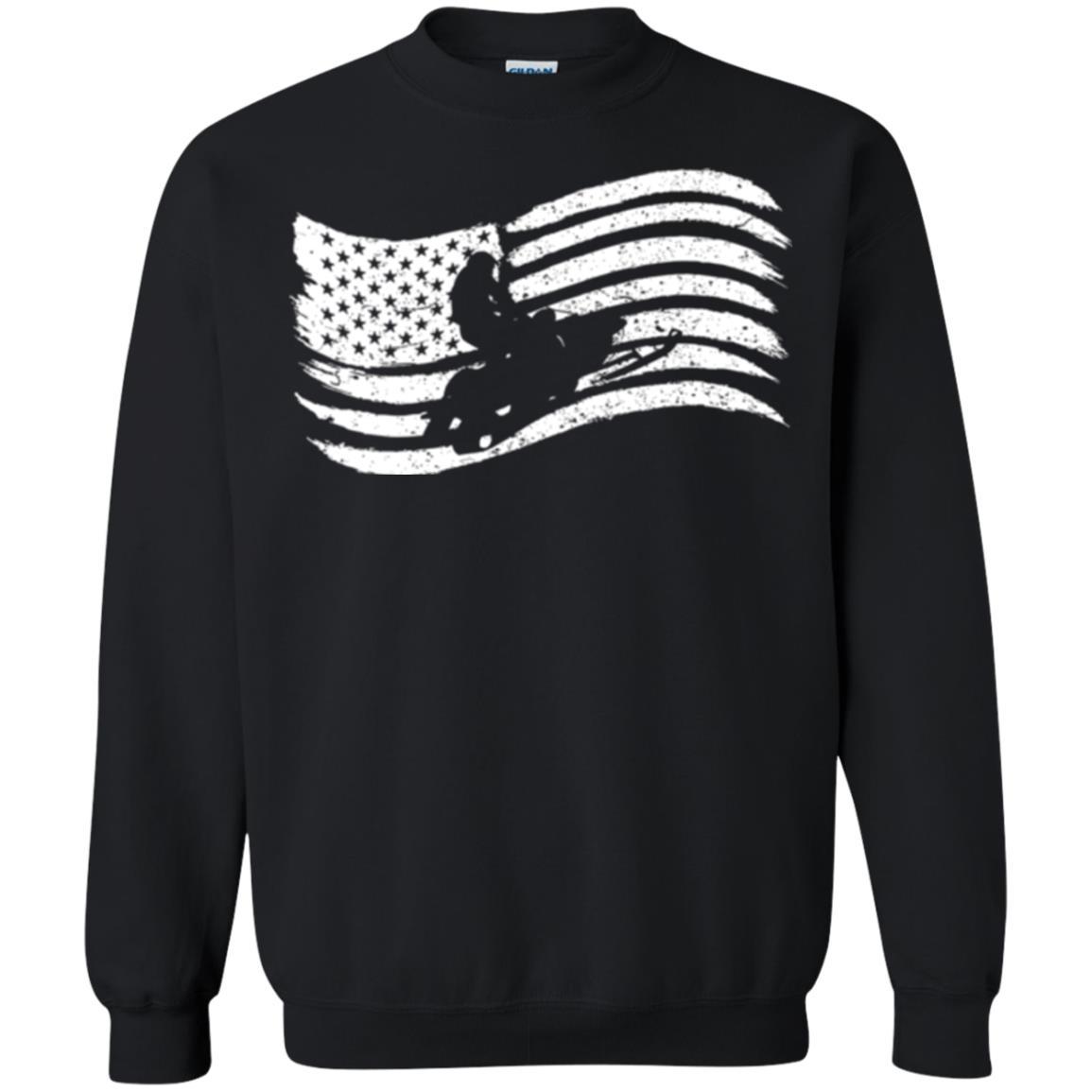 Snowmobile Rider T-shirt American Flag Black