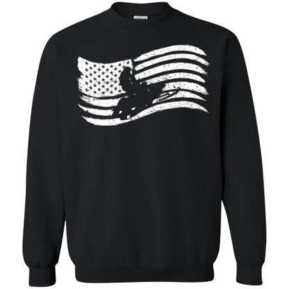 Snowmobile Rider T-shirt American Flag Black